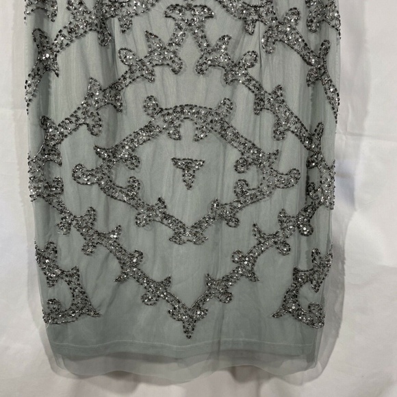 NWT Adrianna Papell‎ [ 8 ] Sequined Beaded Sheath Dress in Frosted Sage - Picture 9 of 12